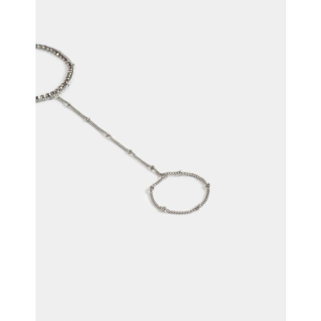 Pulsera Flexible Con Anillo Unido Plateado