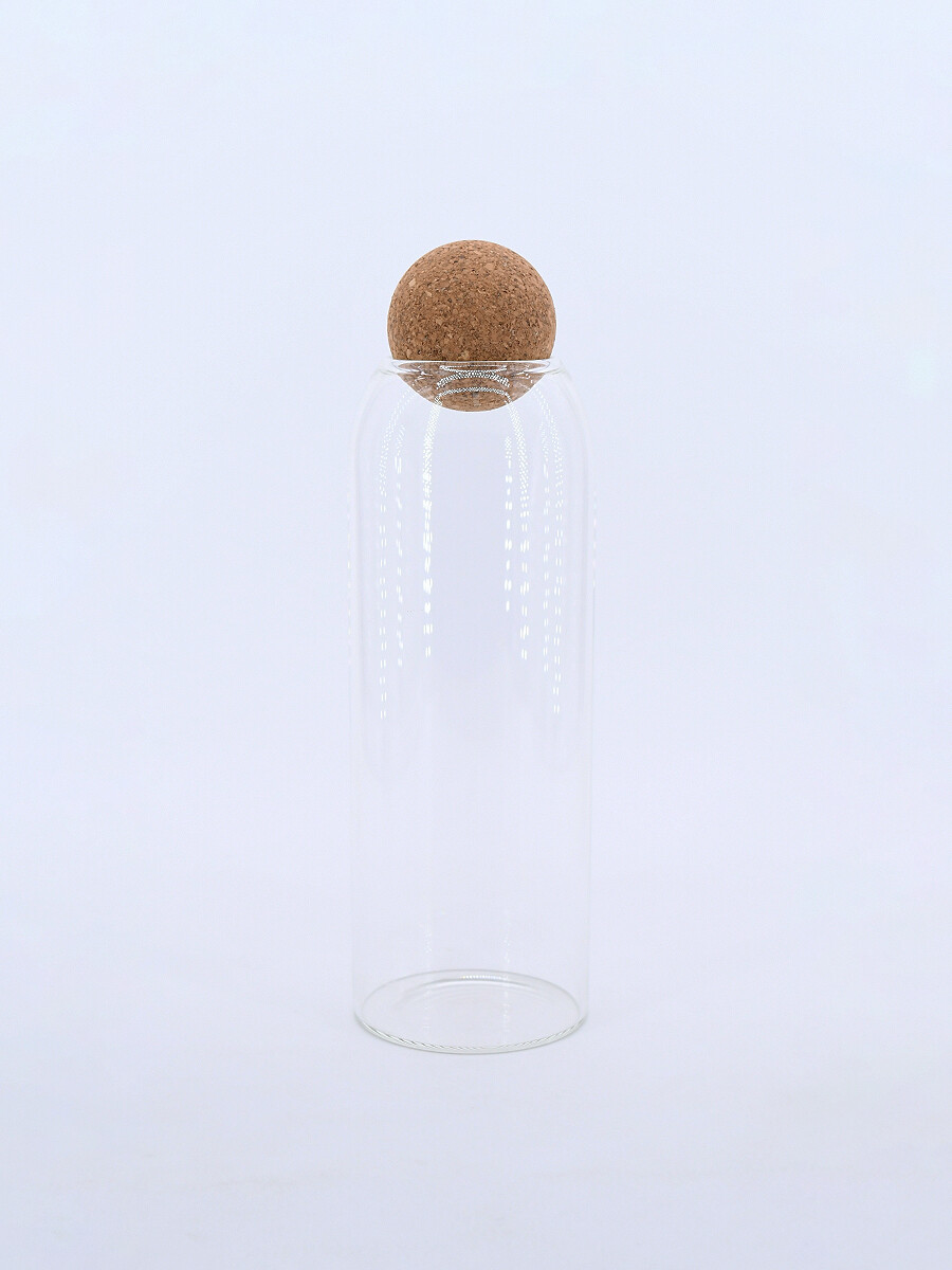 FRASCO DE VIDRIO CON TAPA DE CORCHO - PLATEADO 