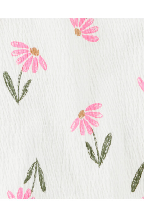 Set dos piezas, short de algodón y blusa de jersey arrugado, diseño floral Sin color