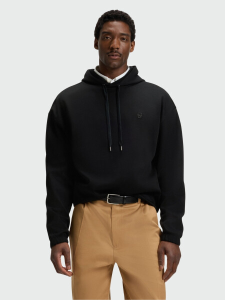 BOSS - Buzo con capucha relaxed fit Blanco Abierto