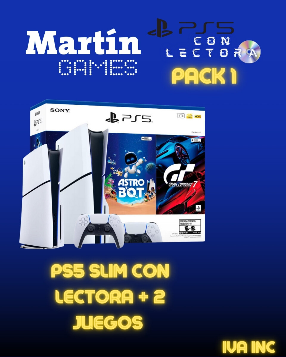 PS5 SLIM CON LECTORA 0KM + ASTROBOT + GRAN TURISMO 7 