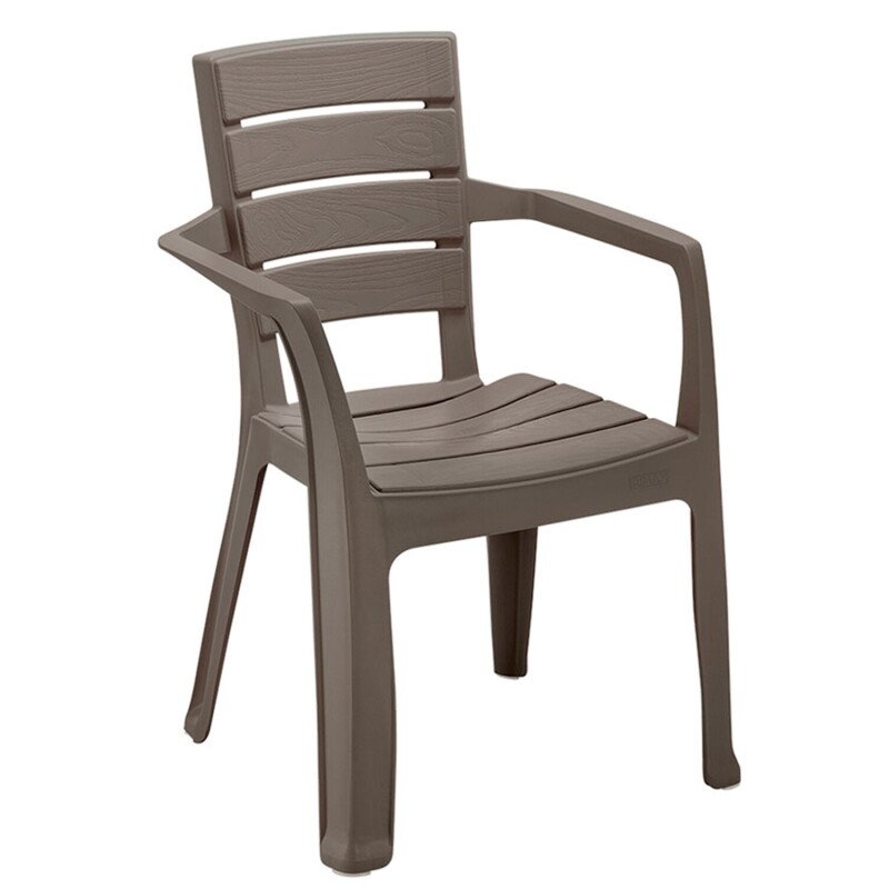 Silla de jardín apilable con apoyabrazos Rimax Baru Mocca