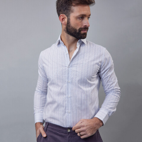 Camisa Luxury Blanco con rayas finas
