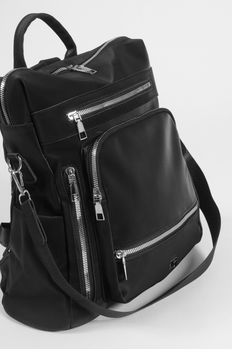 Mochila cierres de cuero vegano negro