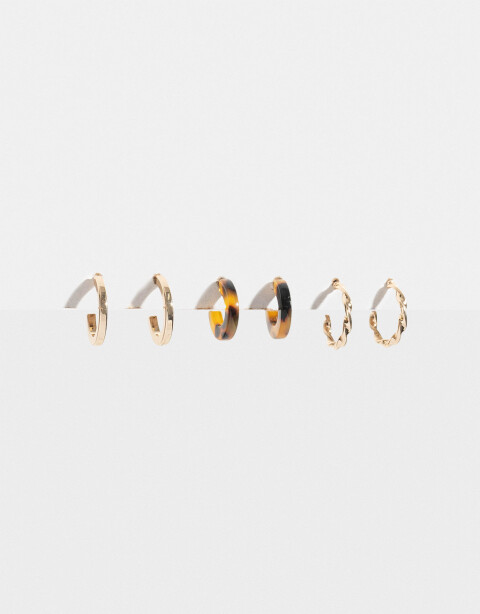 Aros Argollas Set Metal Set De Argollas - Dorado