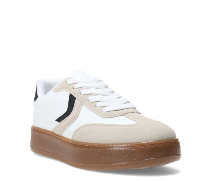 Deportivo PUPEF con suela caramelo White/Beige