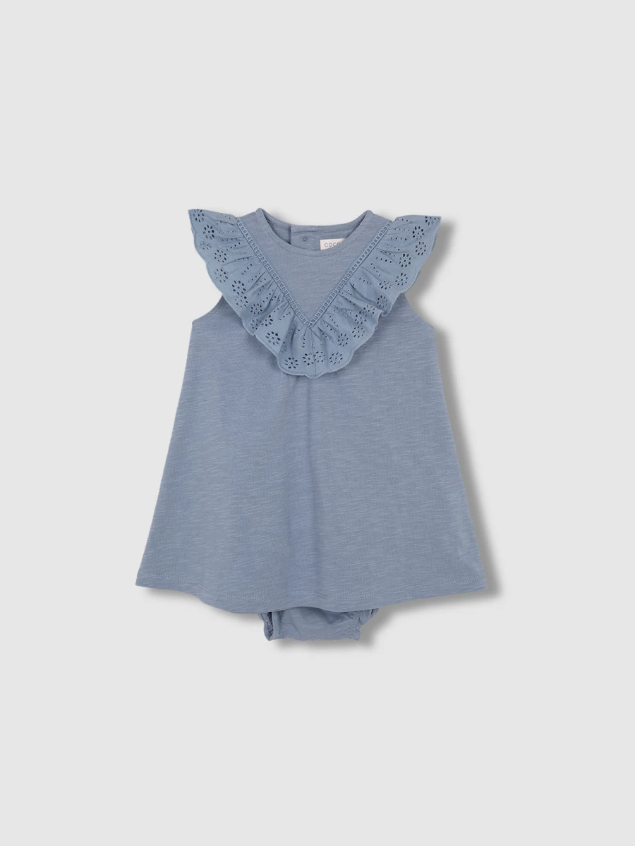 Vestido De Punto Con Tiras Bordadas Plomo