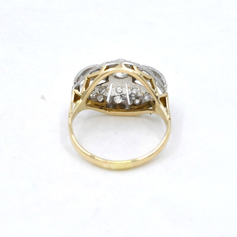 Anillo Antiguo En Oro 18K, Brillantes Y Diamantes Anillo Antiguo En Oro 18K, Brillantes Y Diamantes