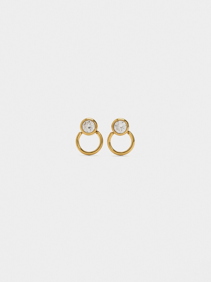 Pendientes Con Cristales - Acero Inoxidable - dorado 