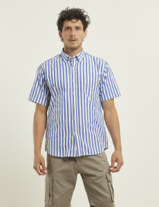 012530 CAMISA HARRINGTON LABEL Blanco/azul