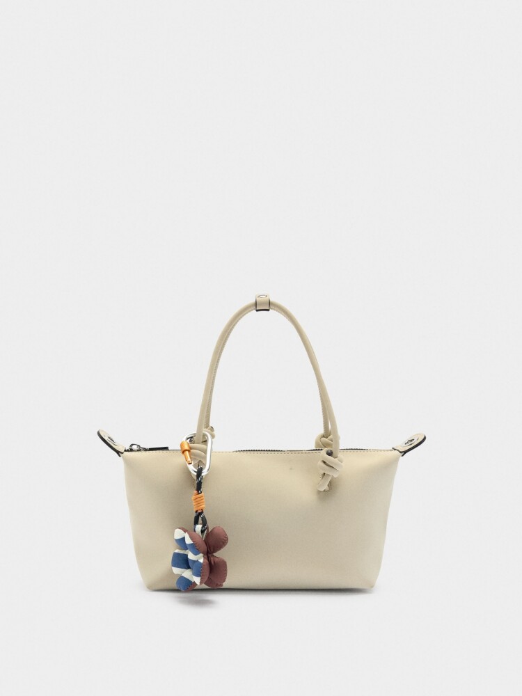 Bolso Tote Textura Suave Con Colgante S crudo