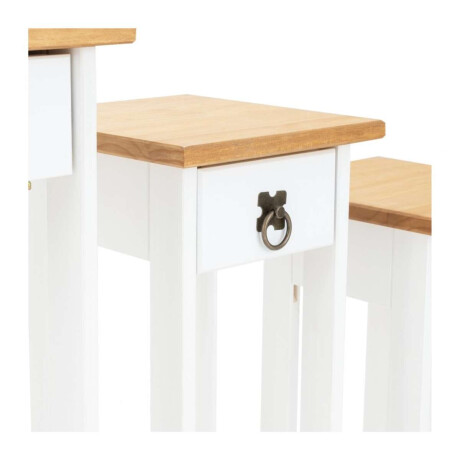 Conjunto Set De Mesas Pedestal Madera Maciza Linea Mexicana