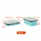 Set X4 Taper Contenedor Silicona Plegables Tapa Plastico Hermetica Celeste