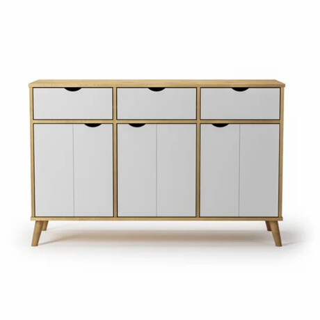 APARADOR BUFFET 3 PUERTAS 3 CAJONES EN MADERA MACIZA BLANCO