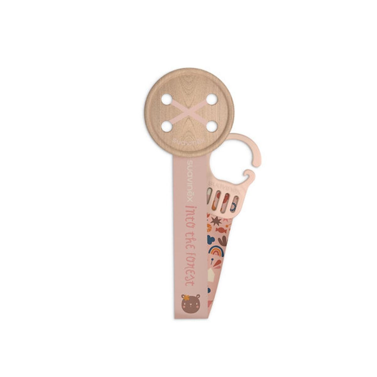 Clip de chupete Cinta botón - Rosa 