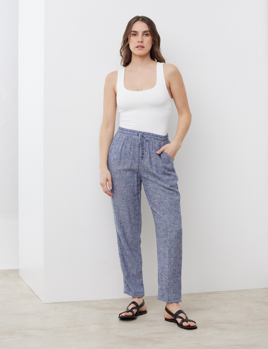 Pantalon Lino Lazo - Azul 