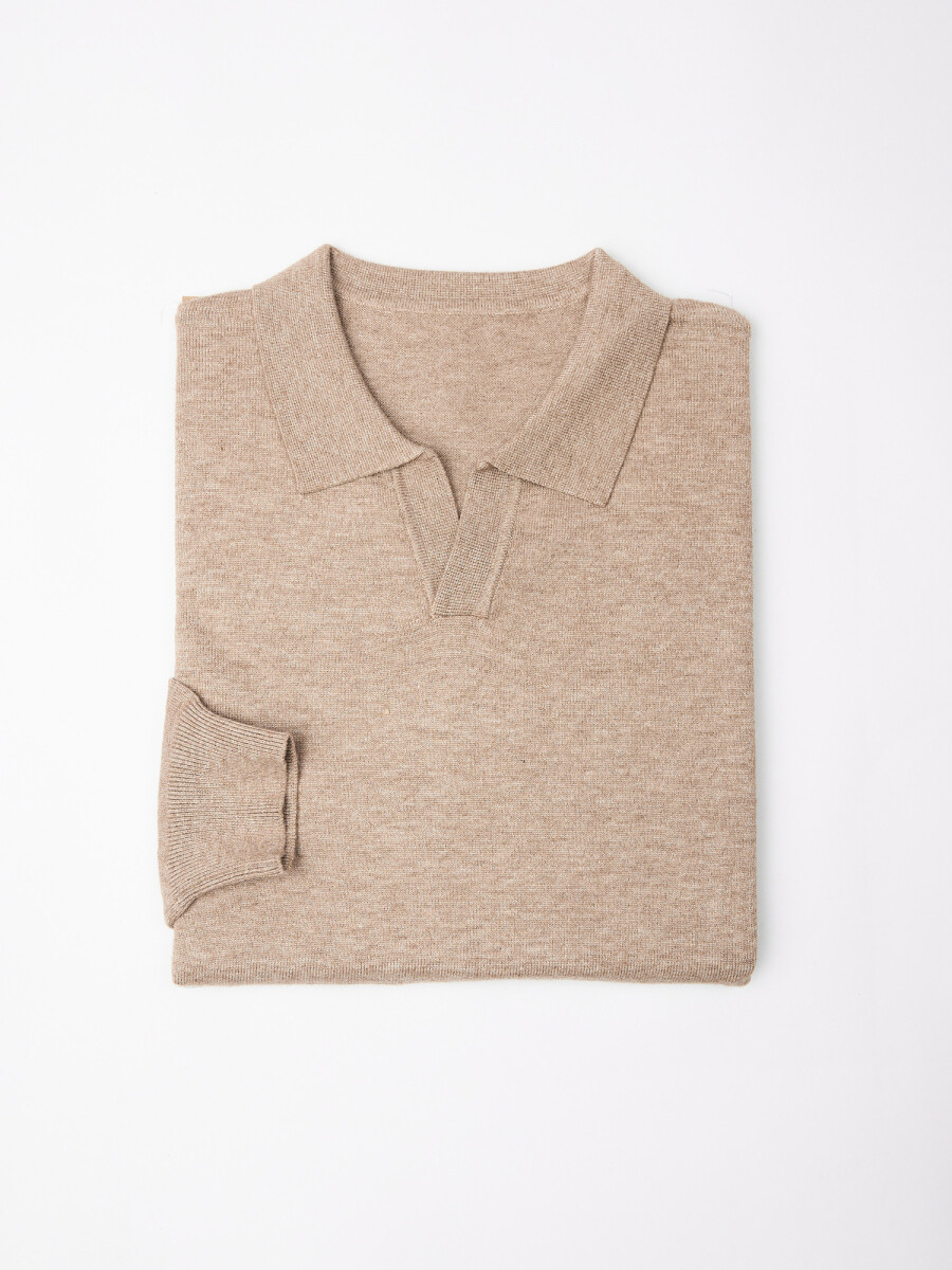 Buzo tejido cuello polo Axel - beige 