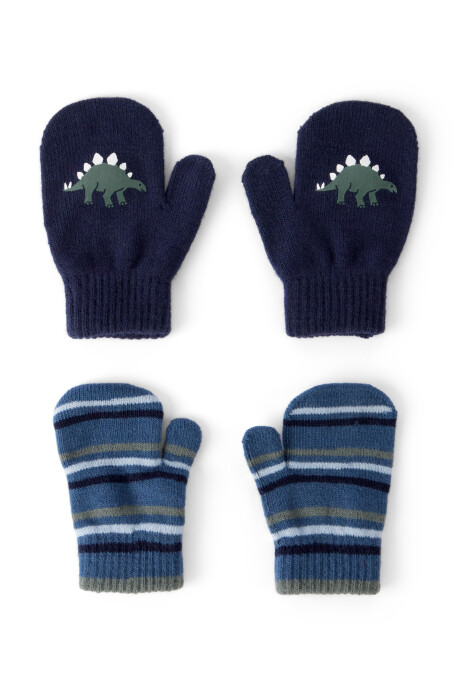 Pack dos pares de guantes mitones, diseño dino Sin color