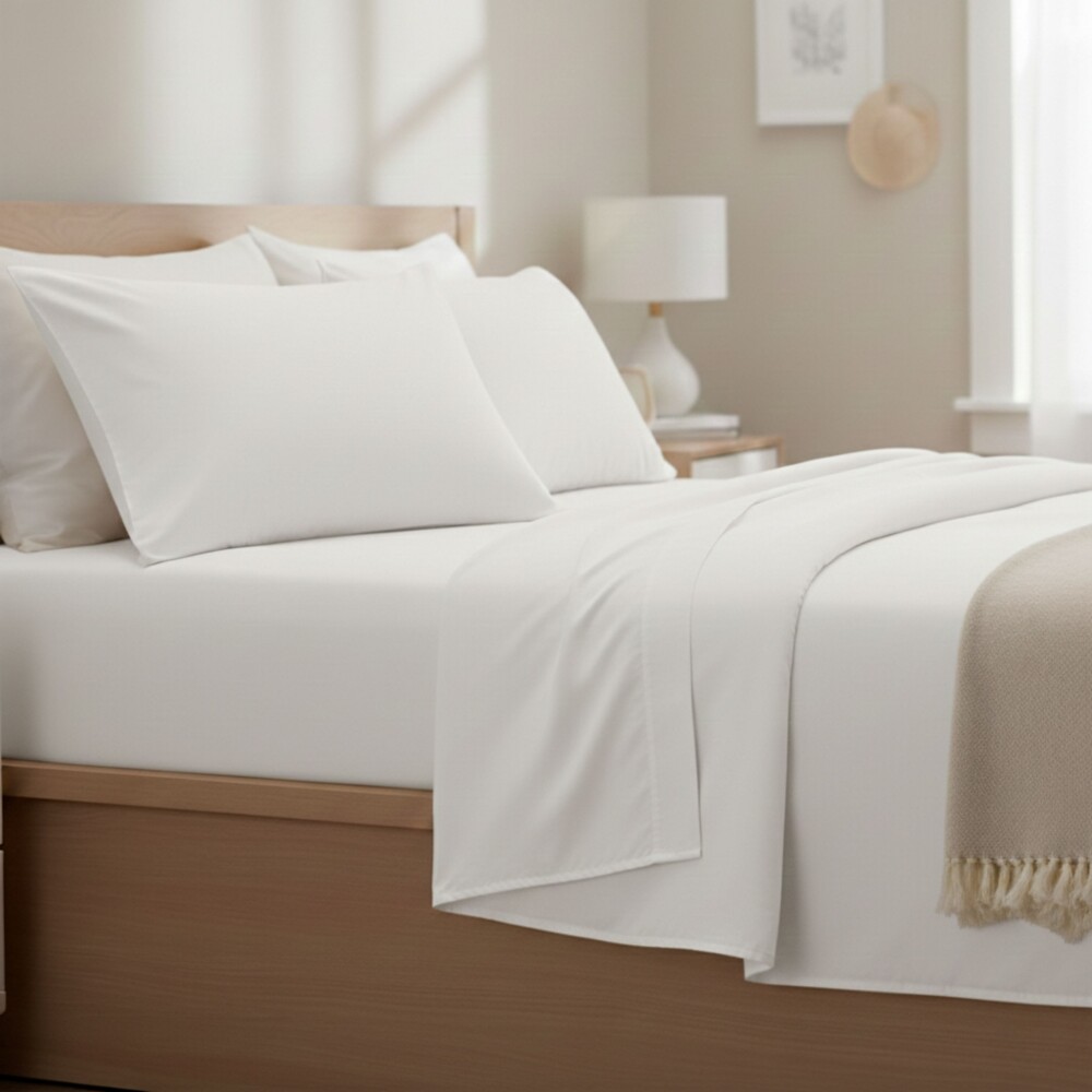 Juego de Sabanas Super King 200 Hilos - Pilar Beige Blanco