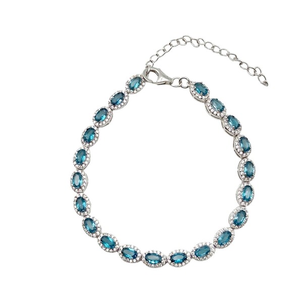 Pulsera oval-Plata 925-Piedra topacio y zirconia-PU3020 Conpiedra