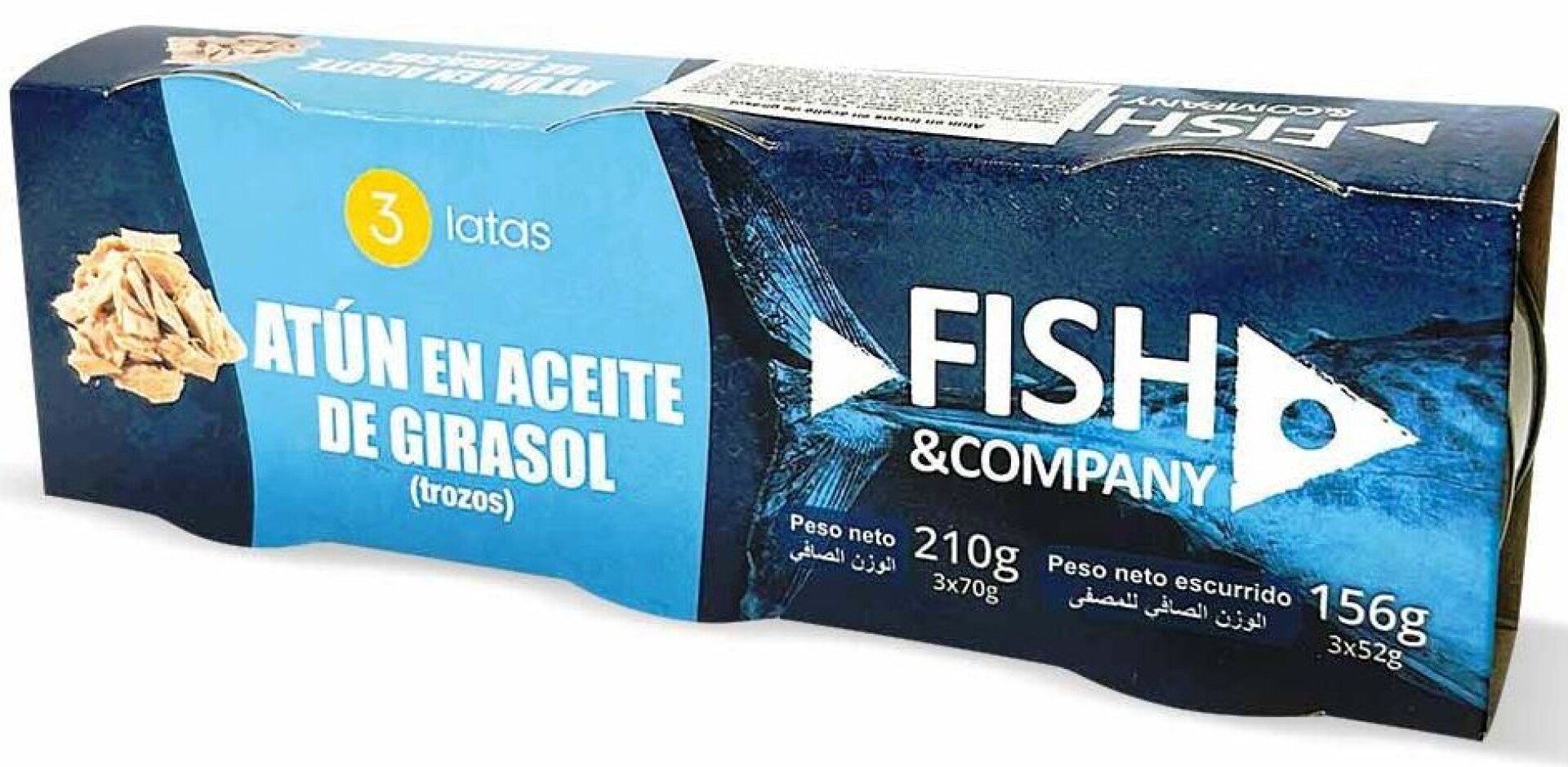 ATUN TROZOS EN ACEITE F&C TRIPACK 70G/210G ESPAÑOL 