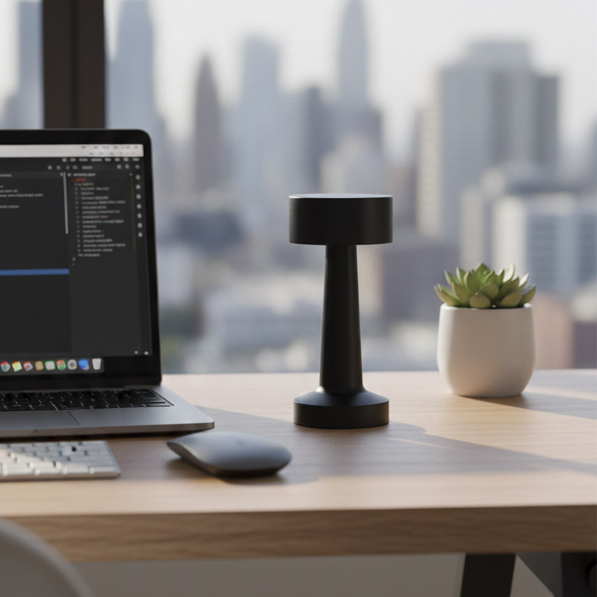 Lampara LED Recargable Portátil Negro 21 cm 