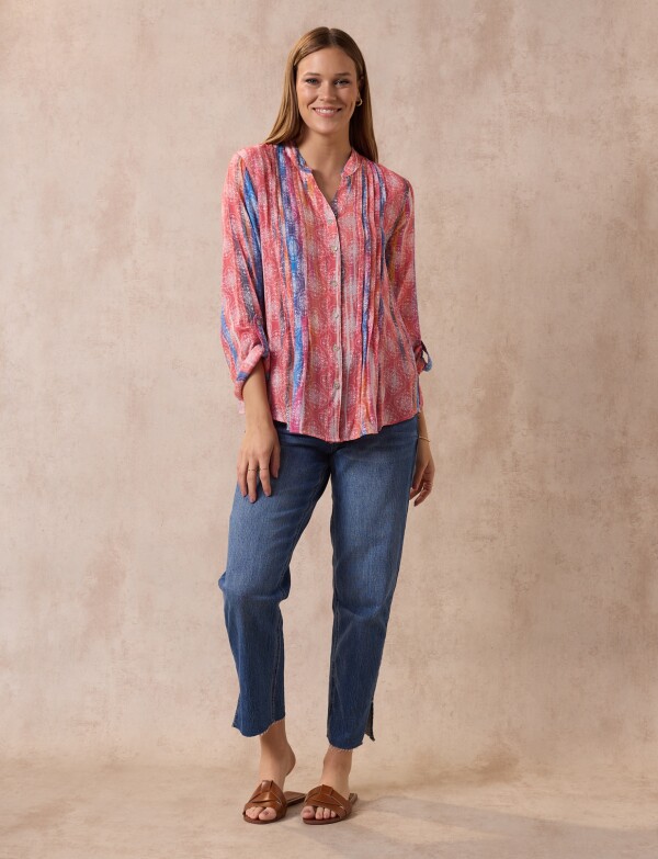 Blusa Gasa Print MULTI/ROJO