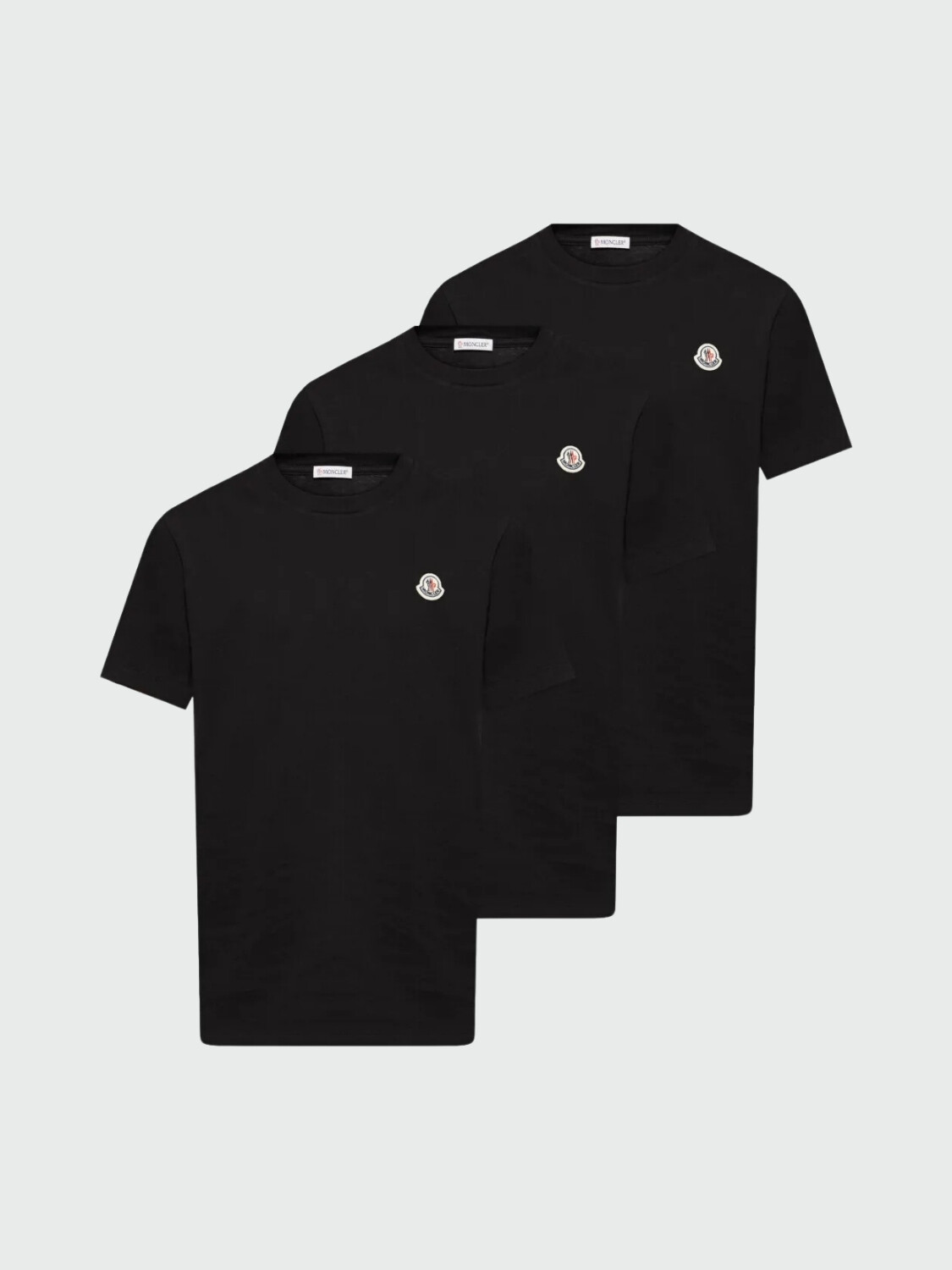 Moncler - Camiseta de Algodón con Parche de Logotipo (Paquete de tres) Negro