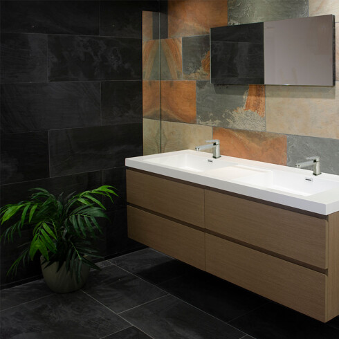 Piedra Natural Negra 30X60Cm Piso Pared Interior Exterior 000