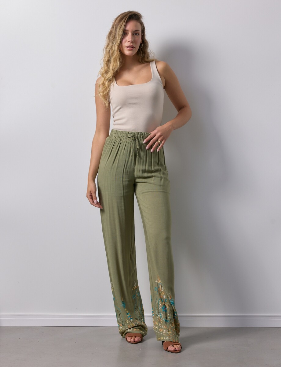 Pantalon Bordado - Verde 