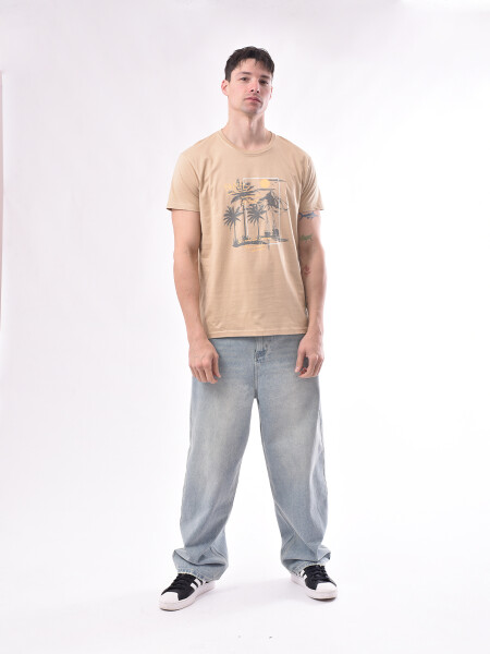 REMERA PALMS BEIGE