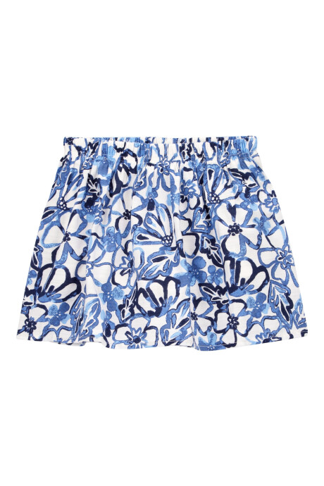 Pollera short de viscosa, diseño floral Sin color