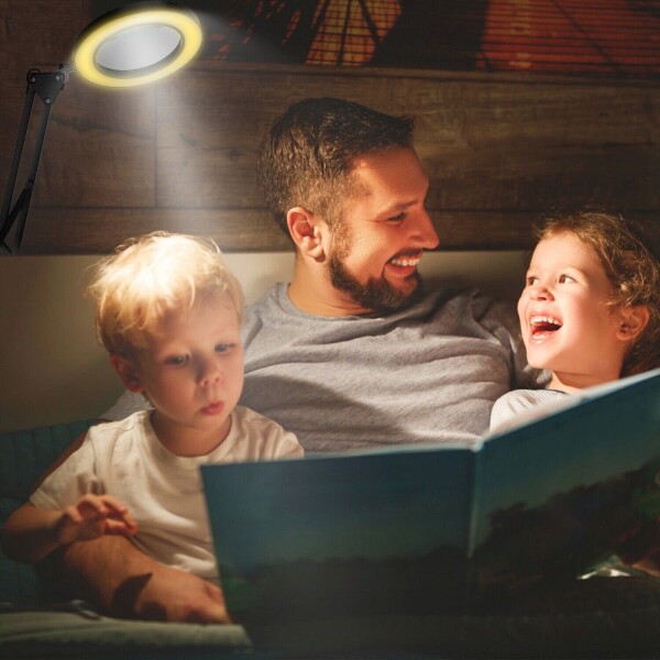 Lampara Aro Luz Led Lupa Aumento 2 En 1 Escritorio Y Morsa Color Variante Negro