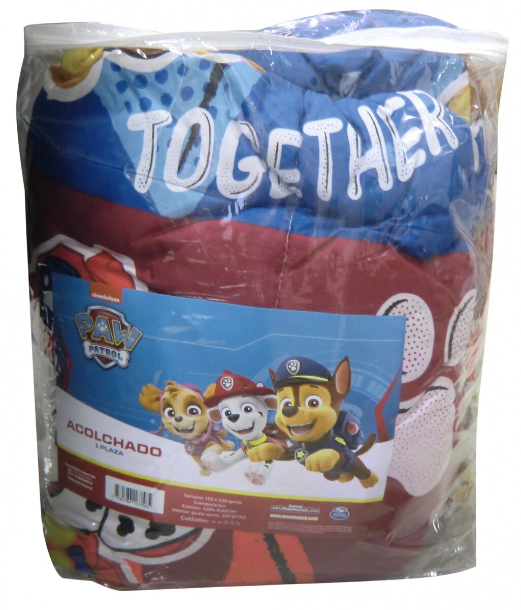 Acolchado Infantil Paw Patrol Microfibra 1 Plaza - PAW PATROL MULTICOLOR 