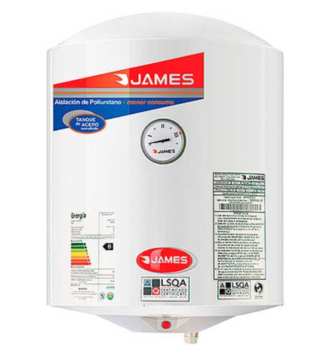 TERMOTANQUE JAMES 30 L ACERO Cilindrico 