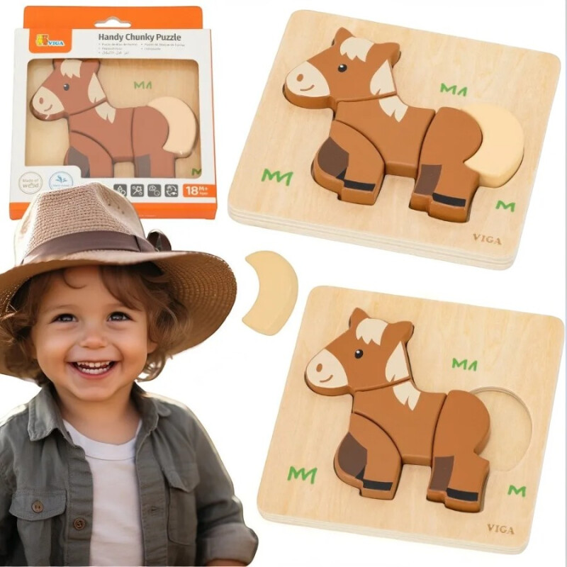 Puzzle Silueta viga 4 piezas Caballo