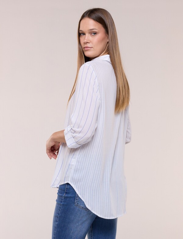 Camisa Lineas BLANCO/AZUL