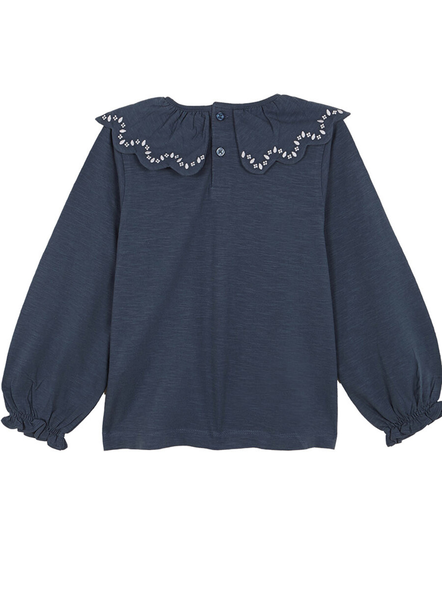 Camiseta Con Bordado Petroleo