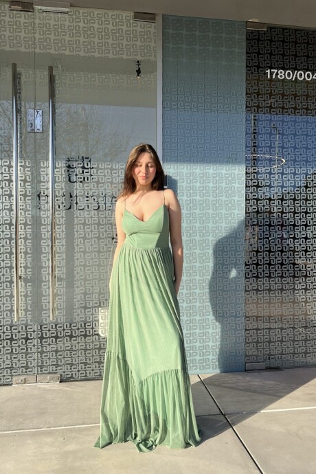 Vestido largo con tiradores finos Eoisa Verde