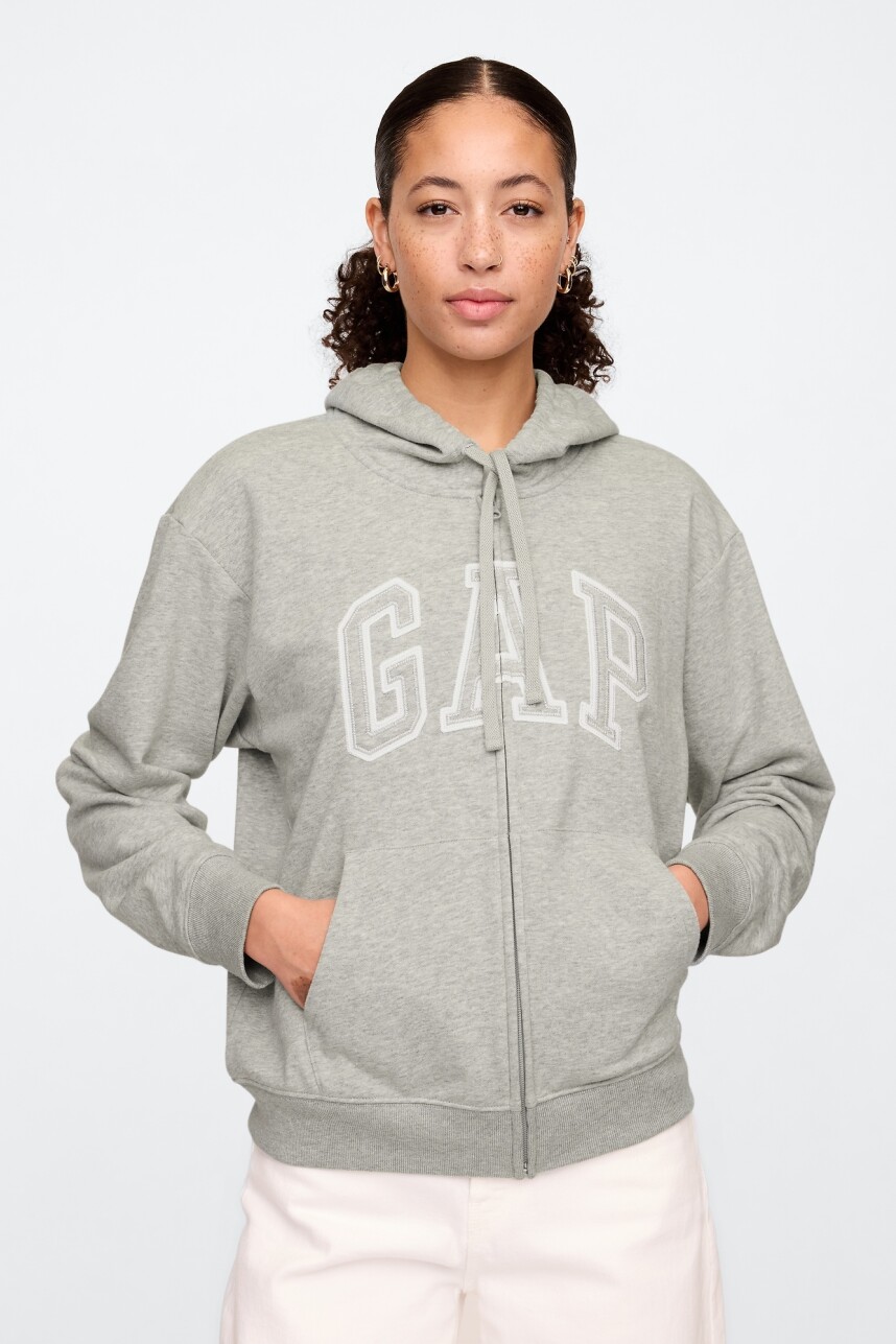 Canguro Con Cierre Logo Gap Sin Felpa Mujer Light Grey