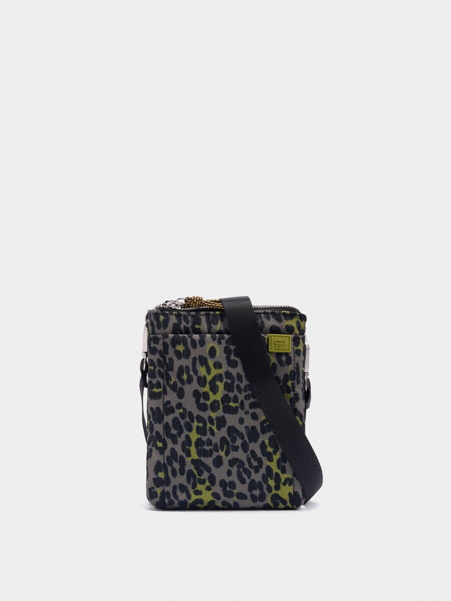 Bolso Bandolera Estampado Leopardo De Nylon multicolor