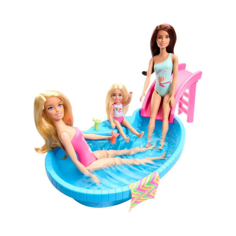 Muñeca Barbie Piscina, tobogán y Accesorios Muñeca Barbie Piscina, tobogán y Accesorios