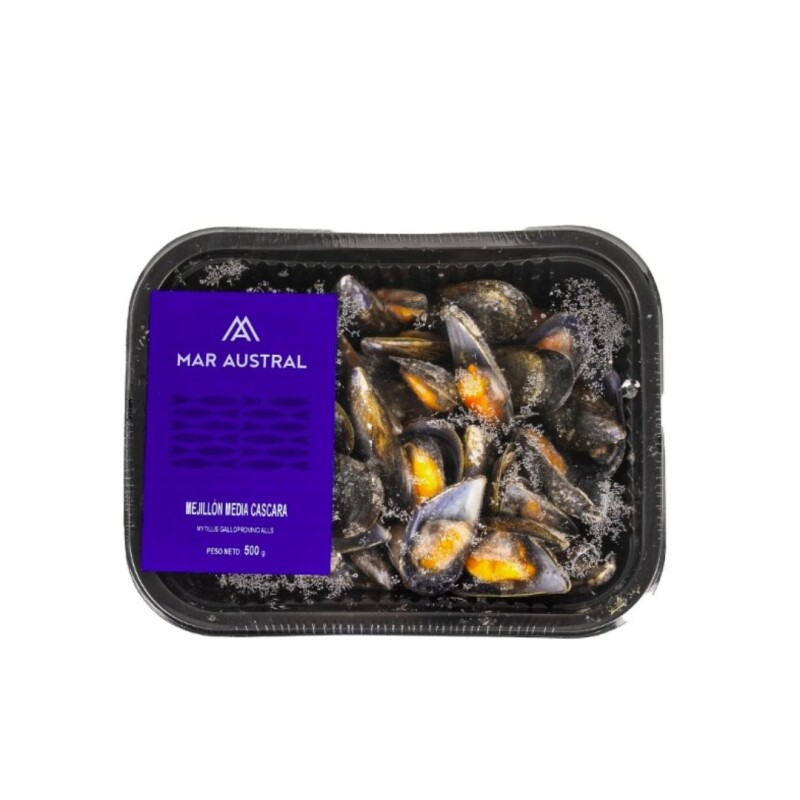 MEJILLON MEDIA CASCARA BANDEJA 500 GRS MEJILLON MEDIA CASCARA BANDEJA 500 GRS