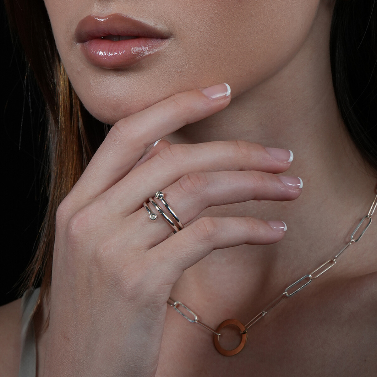 Anillo Moon Envolvente de Plata 925 con Brillantes 