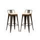 Pack 2 Taburetes Tolix con Respaldo y Asiento de Madera Lumax Negra