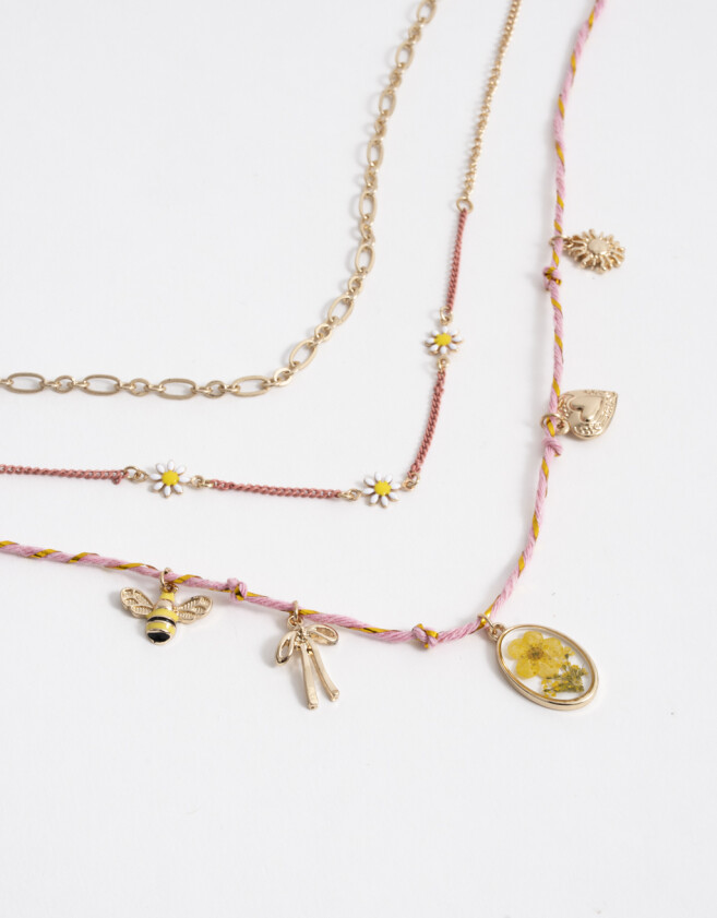 Collares Cortos Flores atrapadas Collares Cortos Flores Atrapadas - Dorado
