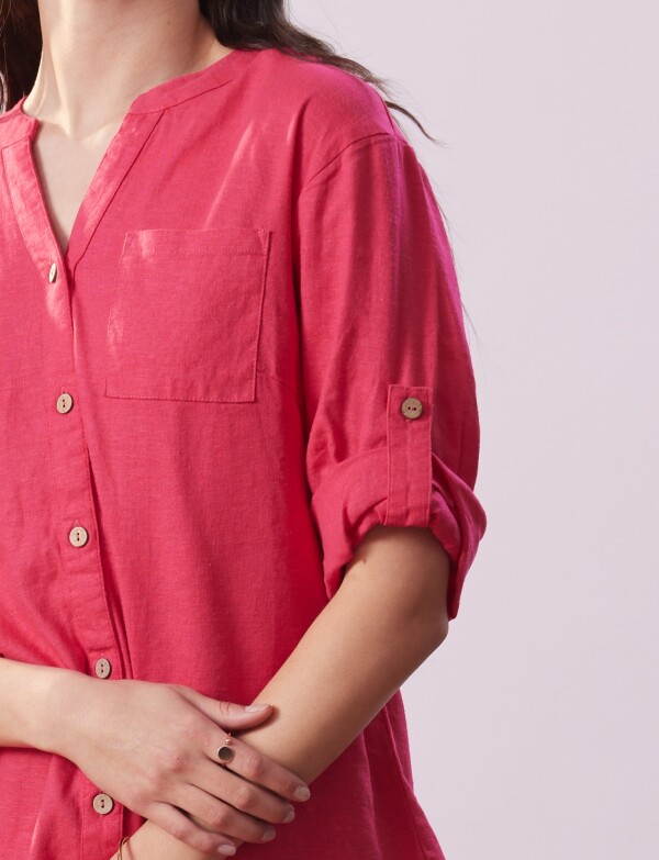 Blusa Lino Botones FUCSIA
