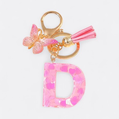 Llavero de letras D rosa