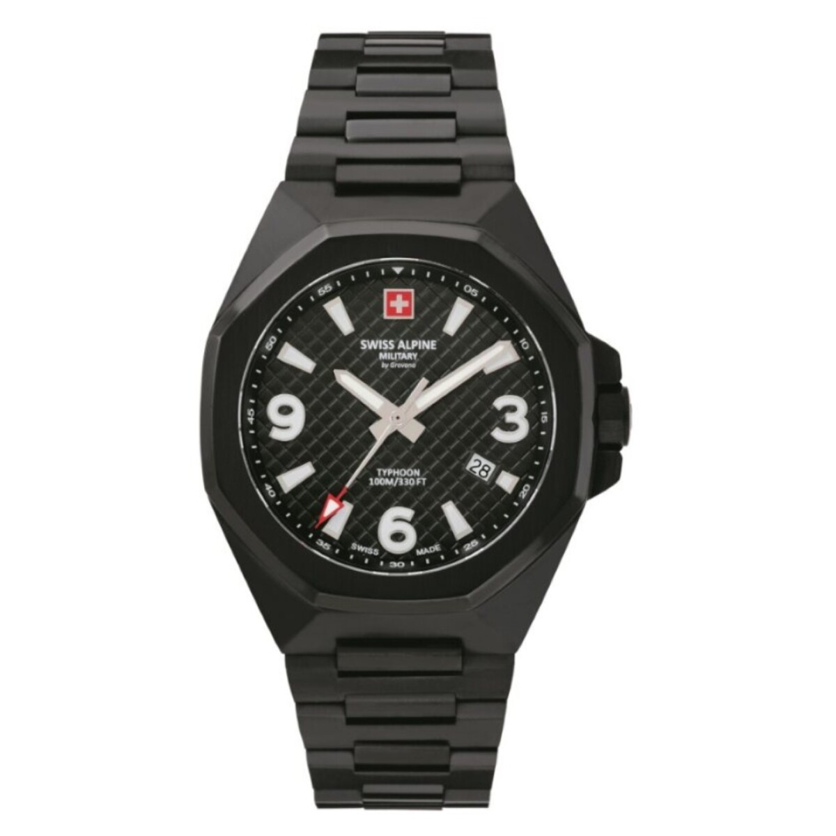Reloj Swiss Alpine Military Tiphoon 7005.1177 para hombre con correa de acero - Negro 