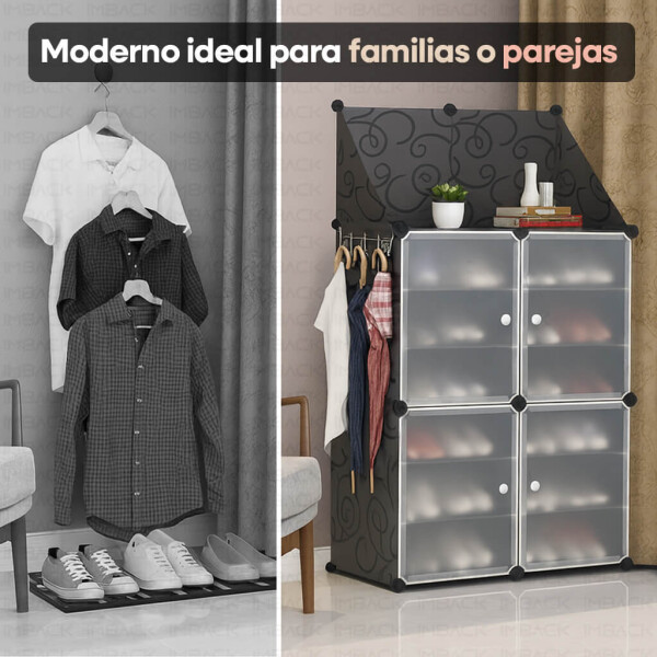 Estante Organizador Multiuso IMBACK IBK-PLC004 | Zapatera, Ropa y Accesorios con Puertas Esmeriladas Estante Negro Estante Organizador Multiuso IMBACK IBK-PLC004 | Zapatera, Ropa y Accesorios con Puertas Esmeriladas Estante Negro